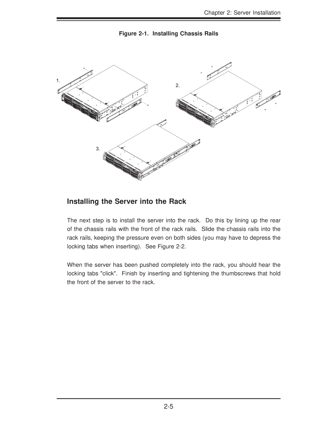 SUPER MICRO Computer 6025B-3R user manual Installing the Server into the Rack, Installing Chassis Rails 