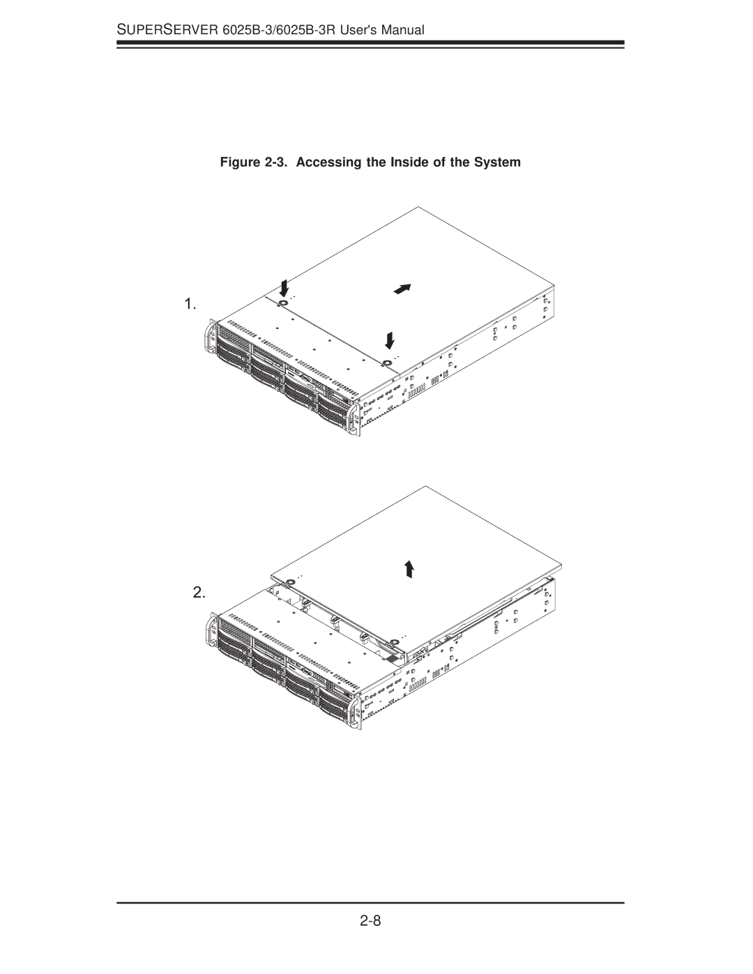 SUPER MICRO Computer 6025B-3R user manual Accessing the Inside of the System 