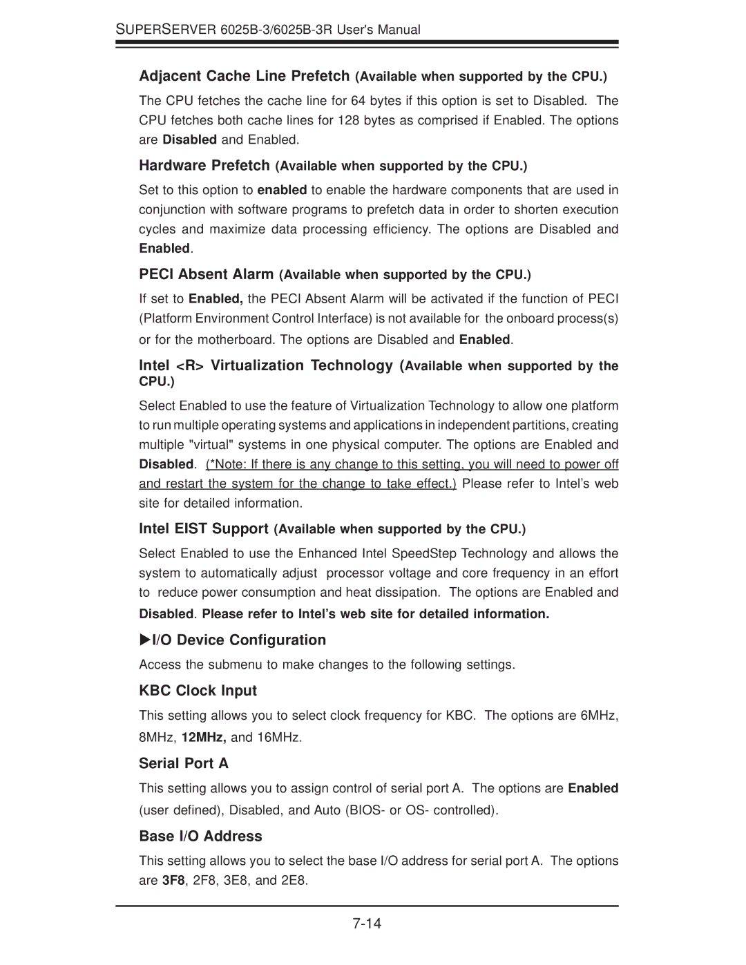 SUPER MICRO Computer 6025B-3R user manual Device Conﬁguration, KBC Clock Input, Serial Port a, Base I/O Address 