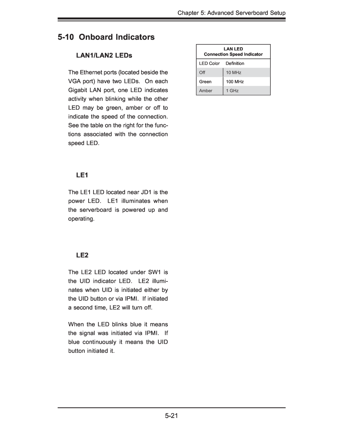 SUPER MICRO Computer 6025B-UR user manual Onboard Indicators, LAN1/LAN2 LEDs 