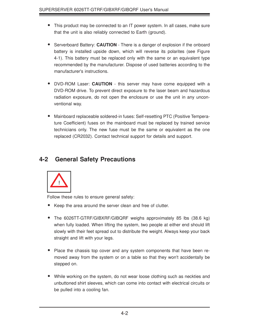 SUPER MICRO Computer 6026TT-GIBXRF, 6026TT-GIBQRF, 6026TT-GTRF user manual General Safety Precautions 