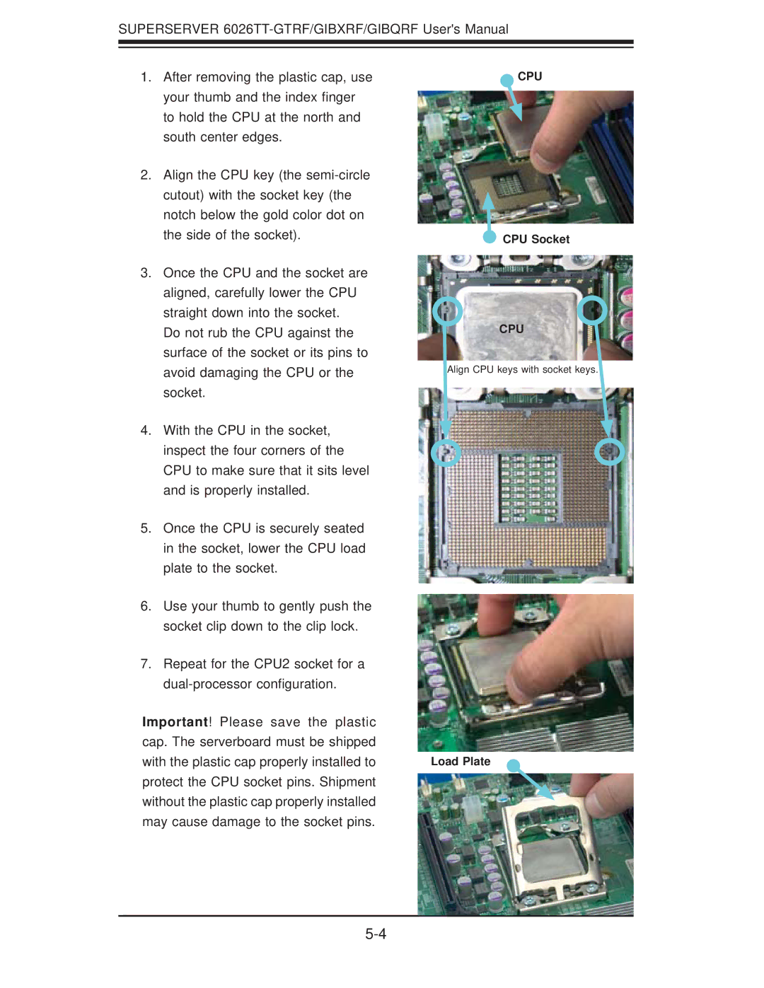 SUPER MICRO Computer 6026TT-GIBXRF, 6026TT-GIBQRF, 6026TT-GTRF user manual Cpu 