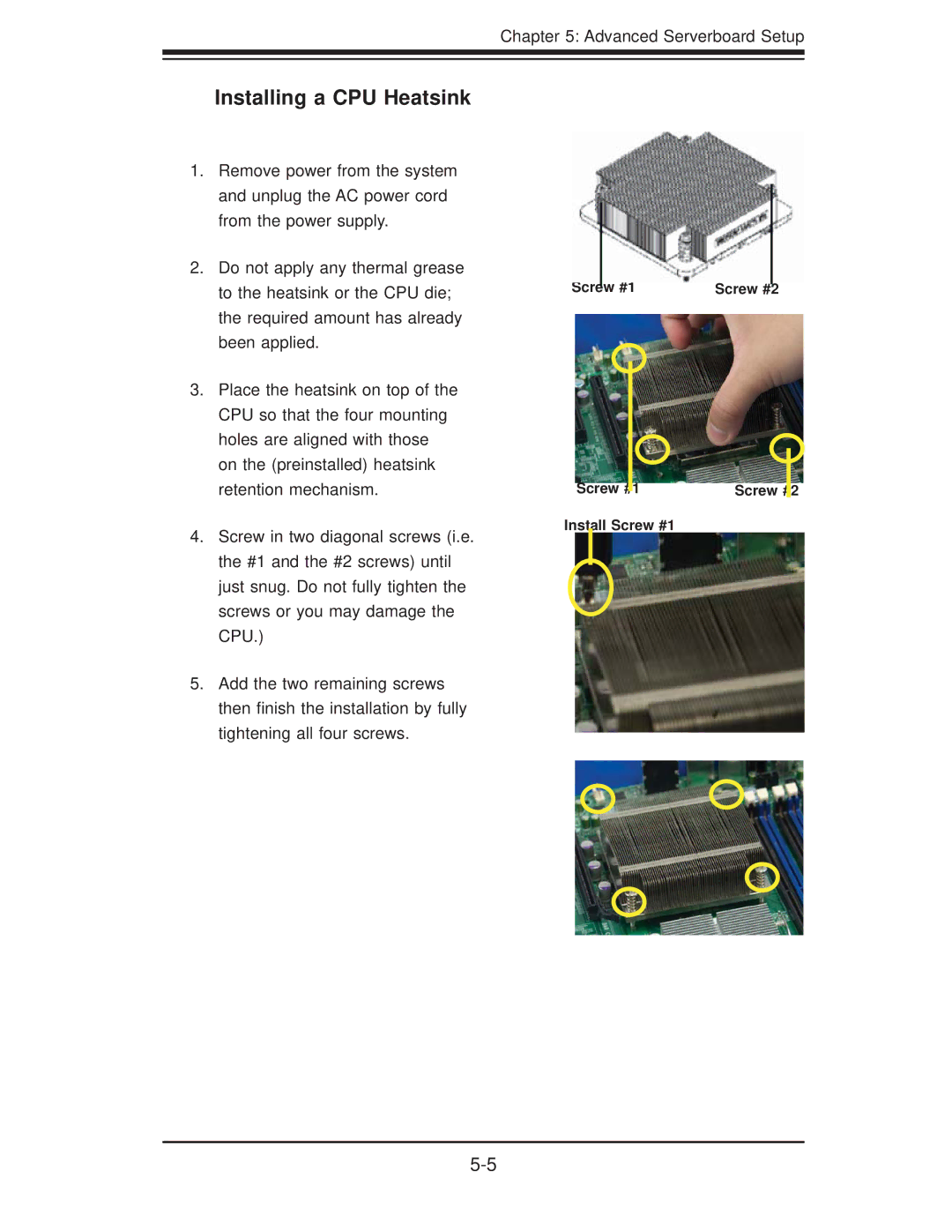 SUPER MICRO Computer 6026TT-GIBQRF, 6026TT-GTRF, 6026TT-GIBXRF user manual Installing a CPU Heatsink 