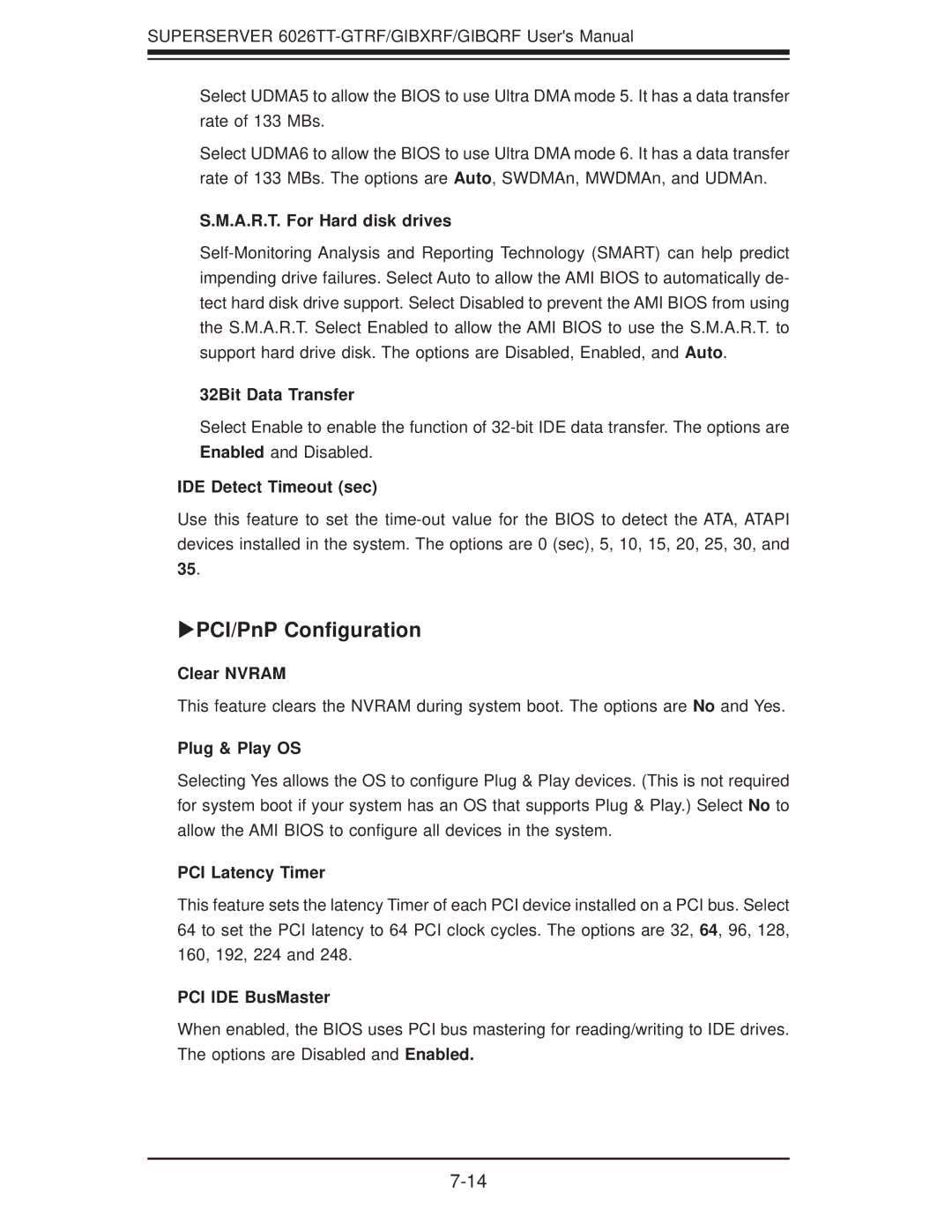 SUPER MICRO Computer 6026TT-GIBXRF, 6026TT-GIBQRF, 6026TT-GTRF user manual XPCI/PnP Conﬁguration 