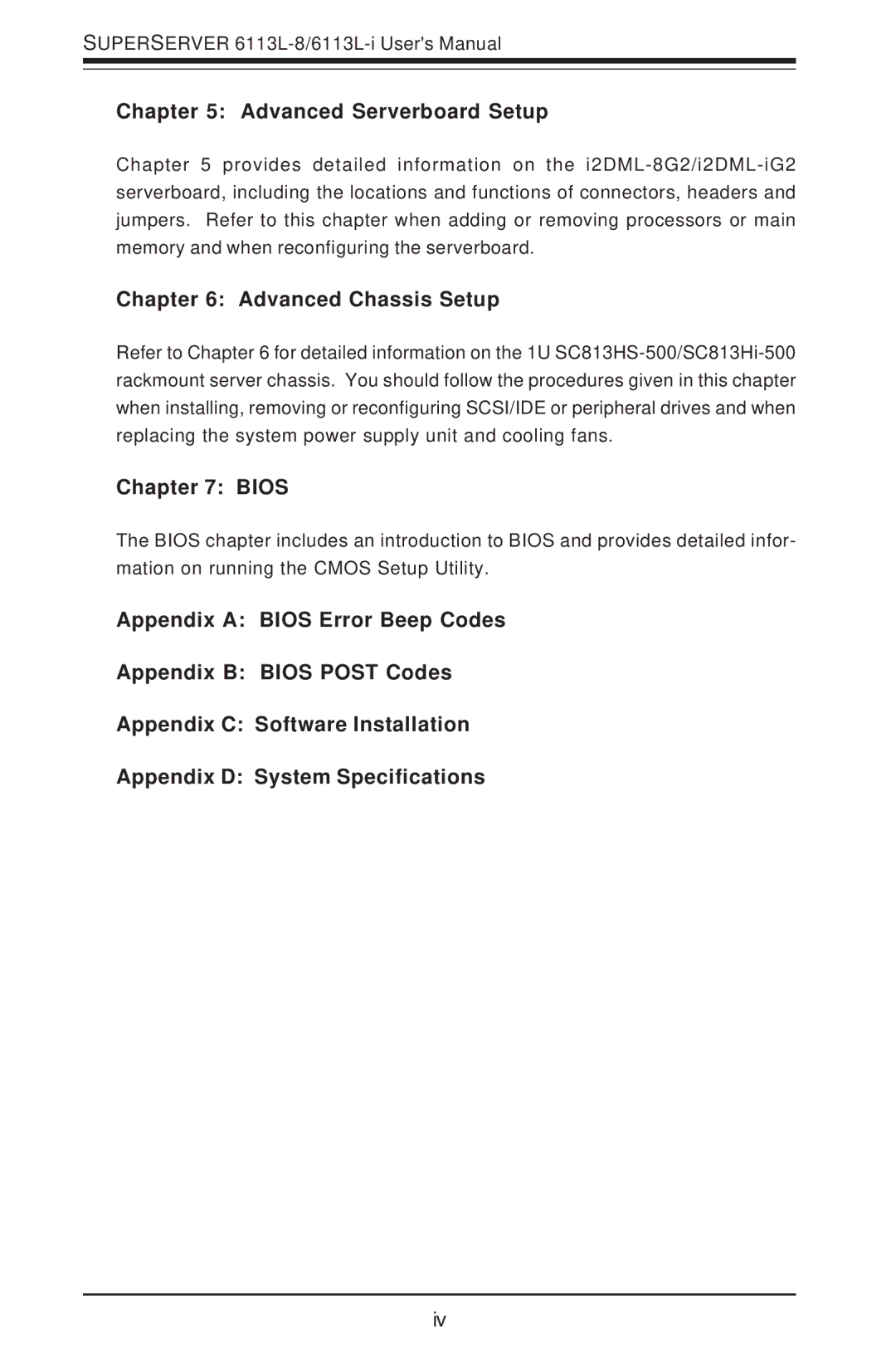 SUPER MICRO Computer 6113L-8, 6113L-i user manual Advanced Serverboard Setup, Advanced Chassis Setup, Bios 