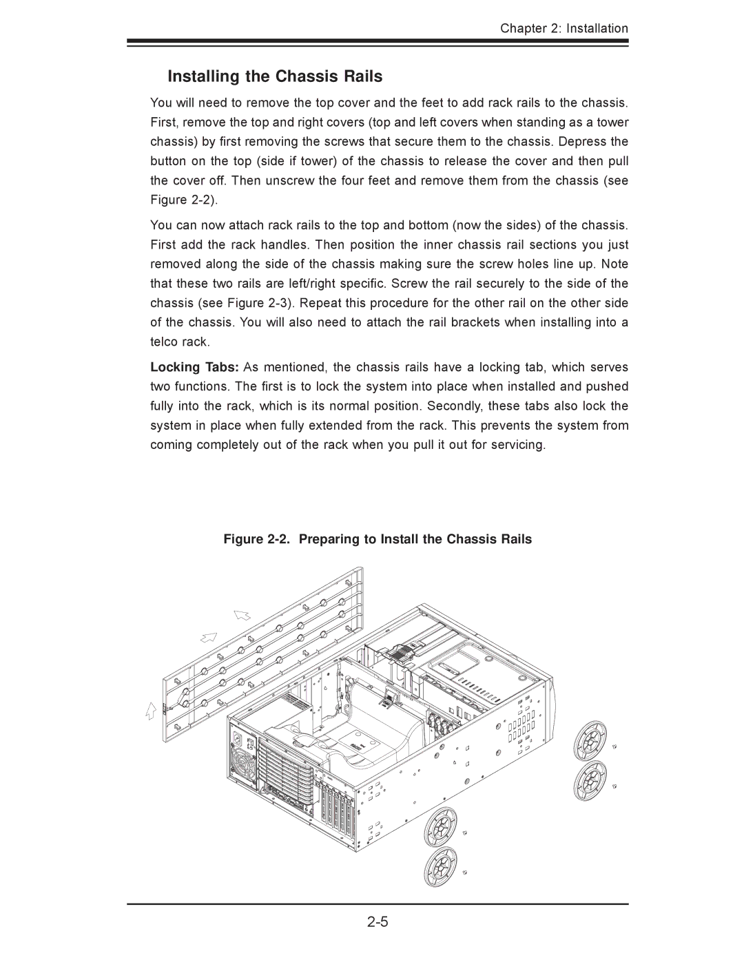 SUPER MICRO Computer 7047A-73, 7047A-T user manual Installing the Chassis Rails, Preparing to Install the Chassis Rails 