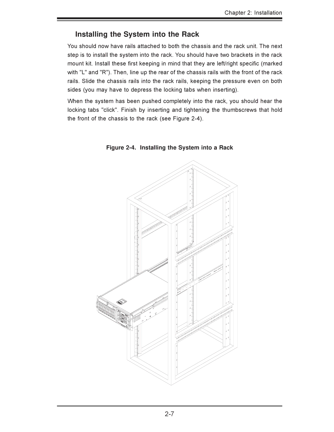 SUPER MICRO Computer 7047A-73, 7047A-T user manual Installing the System into the Rack, Installing the System into a Rack 