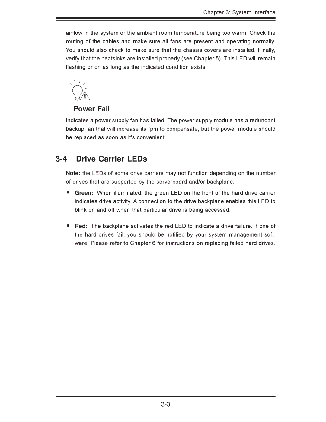 SUPER MICRO Computer 7047A-73, 7047A-T user manual Drive Carrier LEDs, Power Fail 