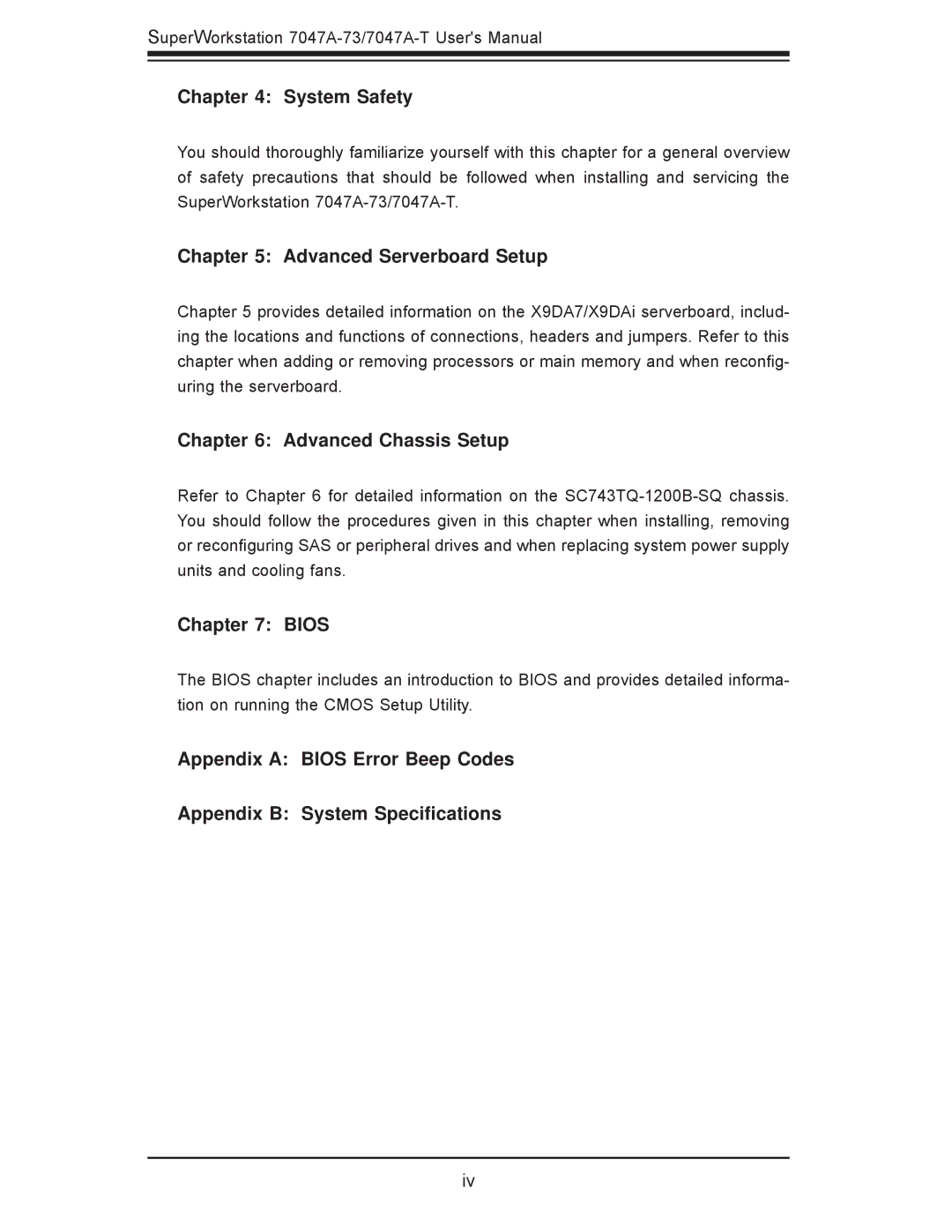 SUPER MICRO Computer 7047A-T, 7047A-73 user manual System Safety 