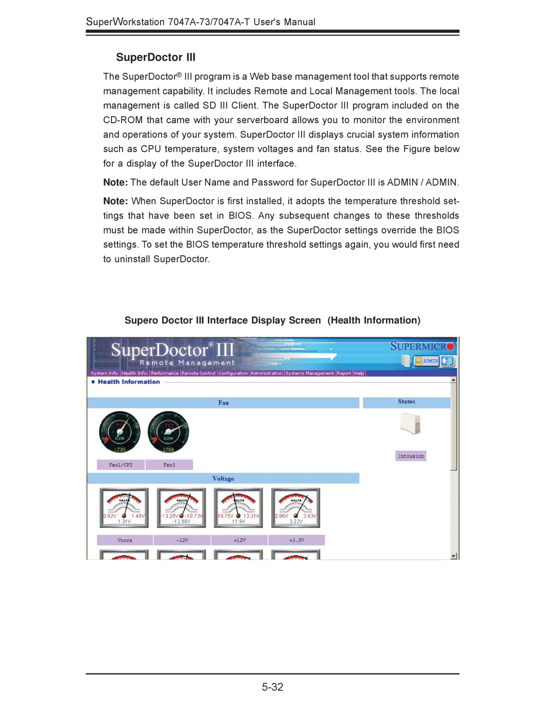 SUPER MICRO Computer 7047A-T, 7047A-73 user manual SuperDoctor 