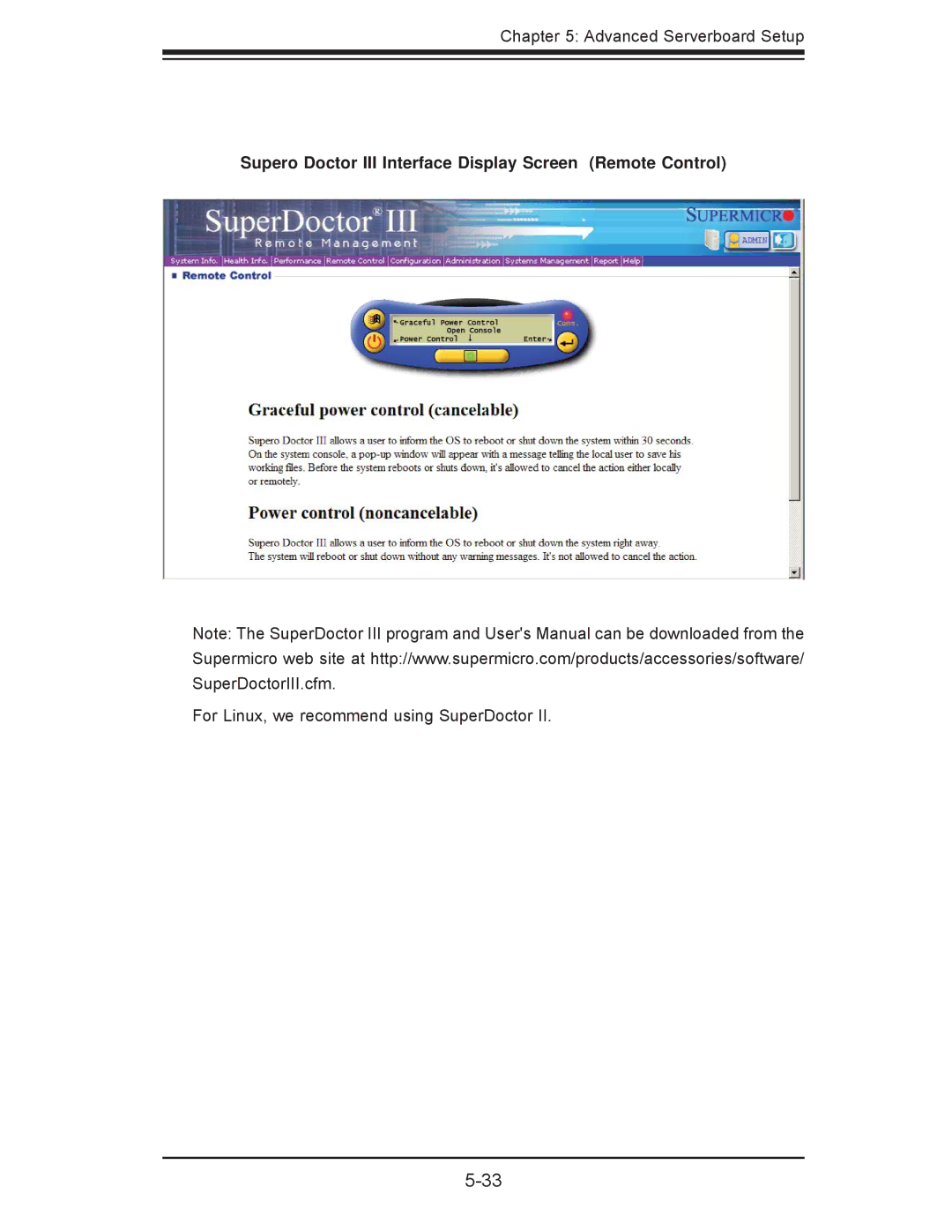 SUPER MICRO Computer 7047A-73, 7047A-T user manual Supero Doctor III Interface Display Screen Remote Control 