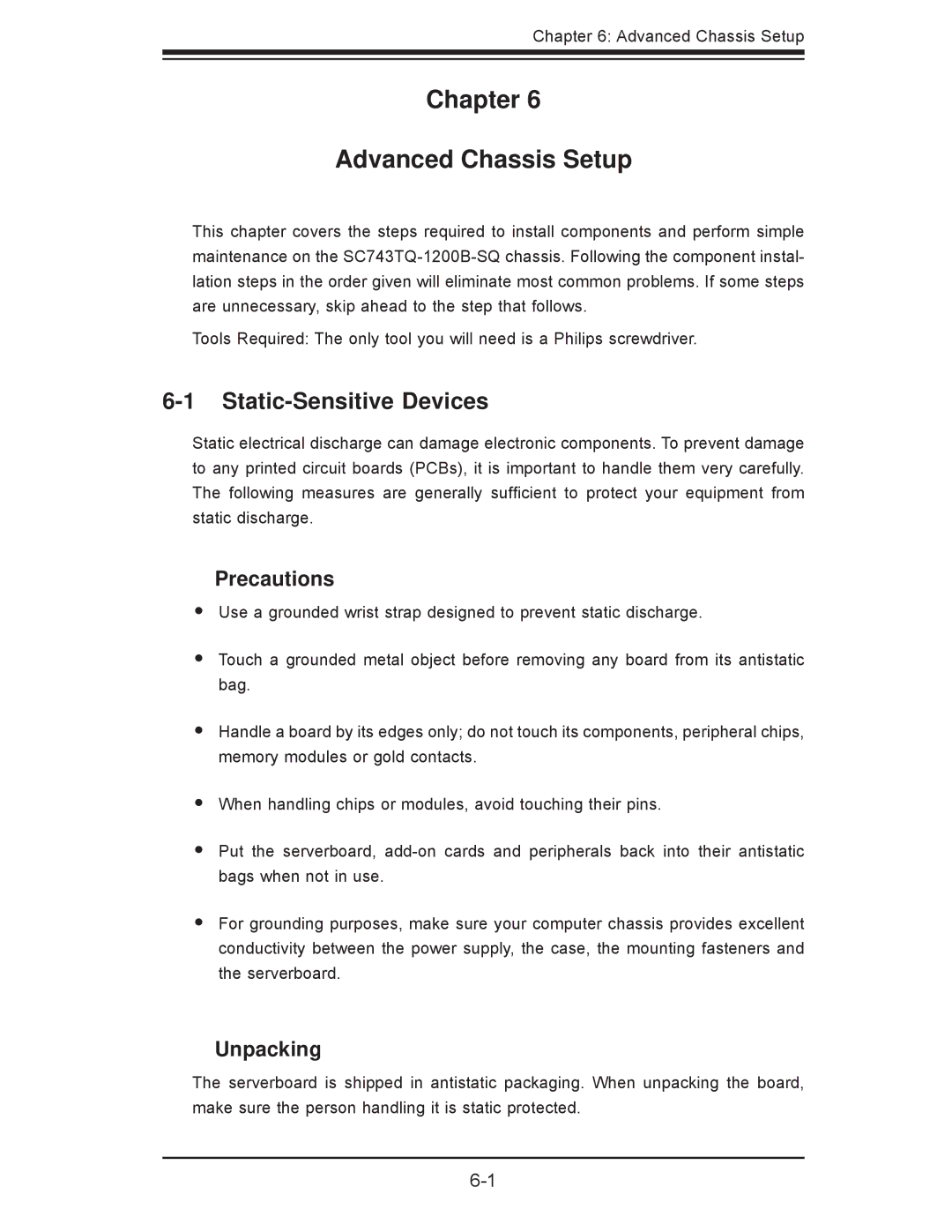 SUPER MICRO Computer 7047A-73, 7047A-T user manual Chapter Advanced Chassis Setup 