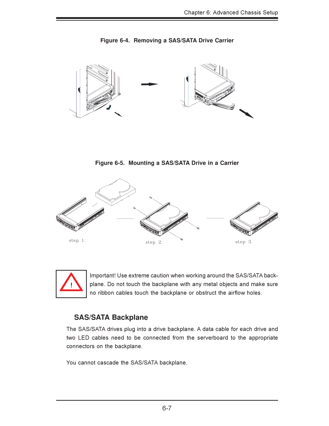 SUPER MICRO Computer 7047A-73, 7047A-T user manual SAS/SATA Backplane, Removing a SAS/SATA Drive Carrier 