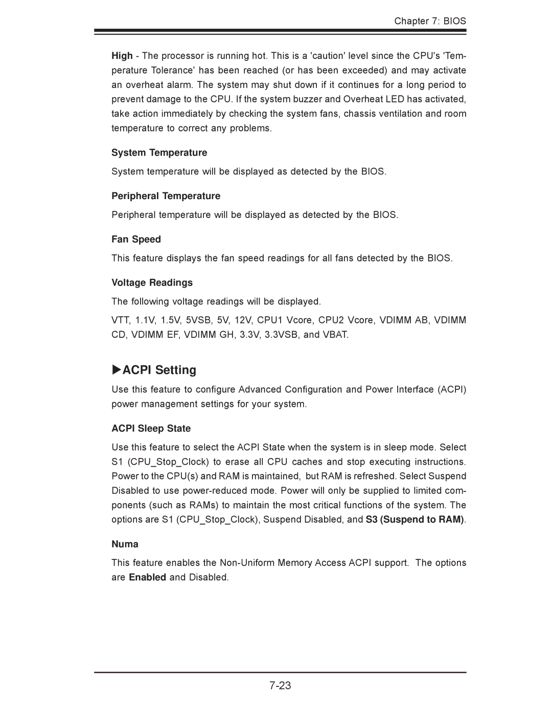 SUPER MICRO Computer 7047A-73, 7047A-T user manual Xacpi Setting 