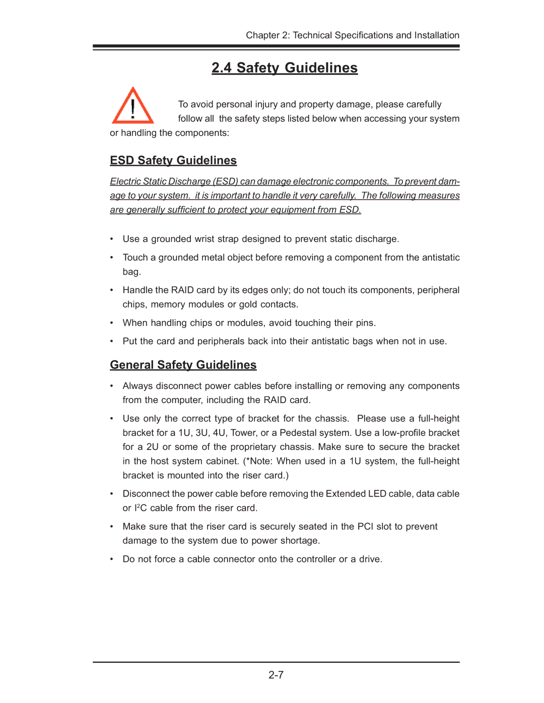 SUPER MICRO Computer AOC-SOZCR1, AOC-LPZCR1 manual ESD Safety Guidelines, General Safety Guidelines 