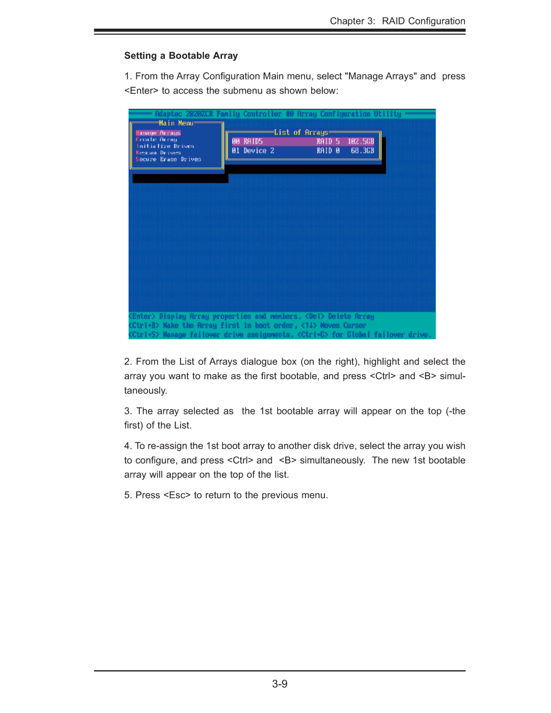 SUPER MICRO Computer AOC-SOZCR1, AOC-LPZCR1 manual Setting a Bootable Array 