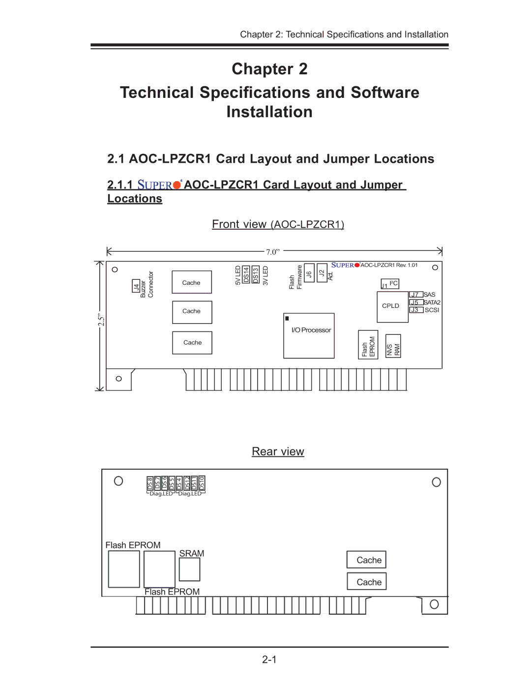 SUPER MICRO Computer AOC-SOZCR1, AOC-LPZCR1 manual Chapter Technical Speciﬁcations and Software Installation 