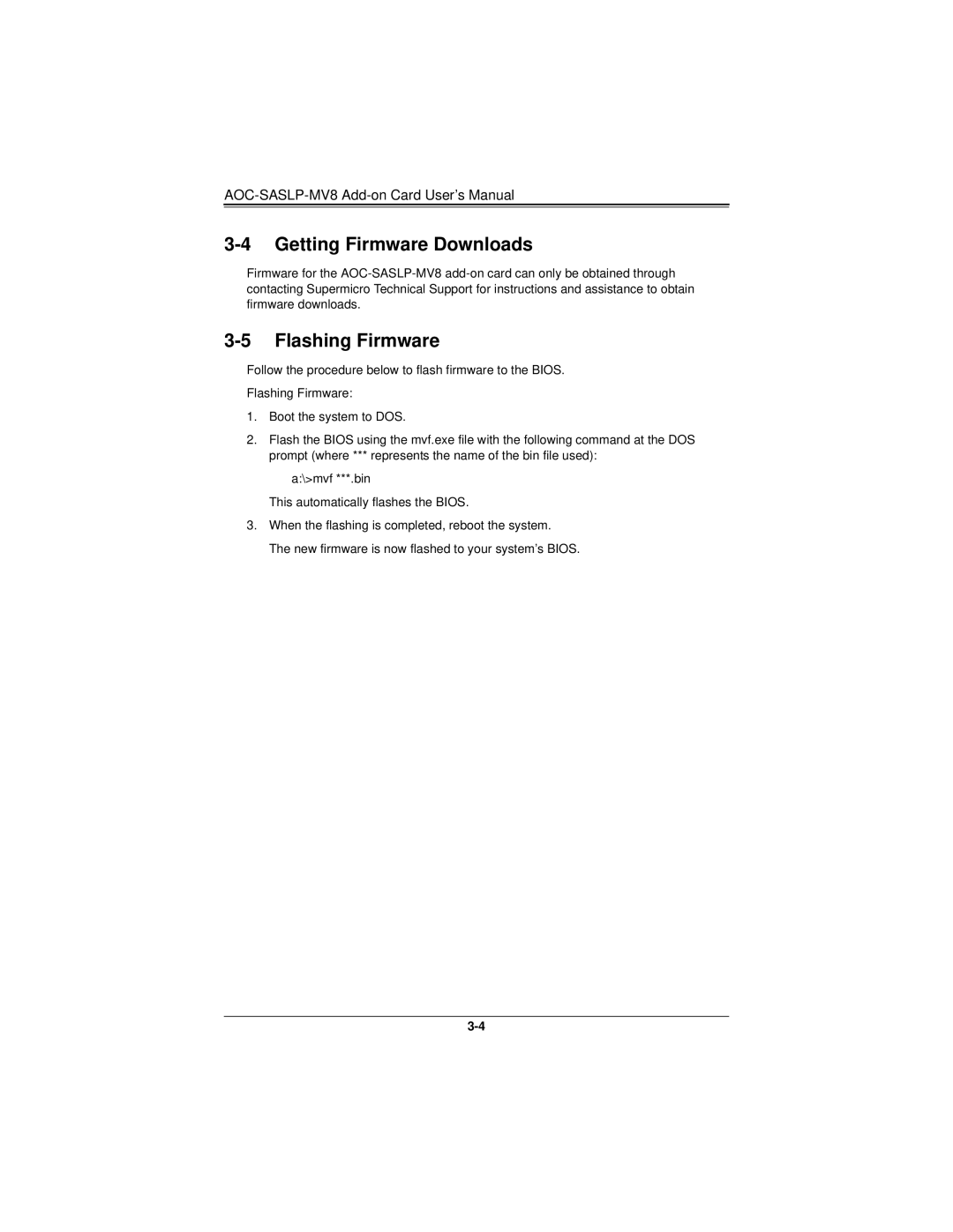 SUPER MICRO Computer AOC-SASLP-MV8 user manual Getting Firmware Downloads, Flashing Firmware 