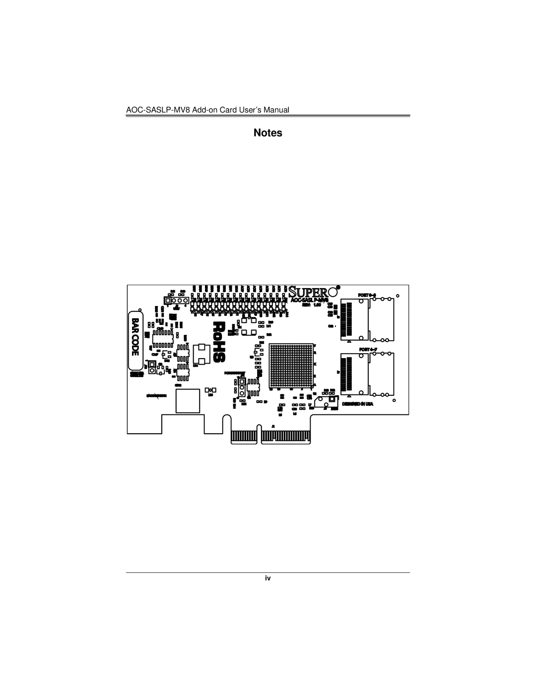 SUPER MICRO Computer user manual AOC-SASLP-MV8 Add-on Card User’s Manual 