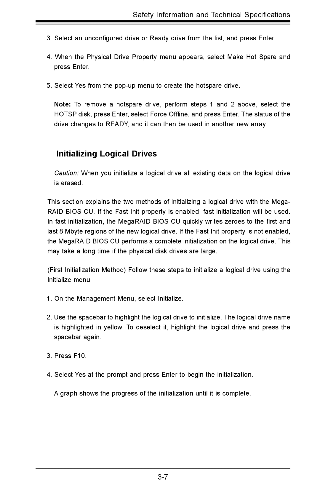 SUPER MICRO Computer AOC-USAS-L4iR manual Initializing Logical Drives 