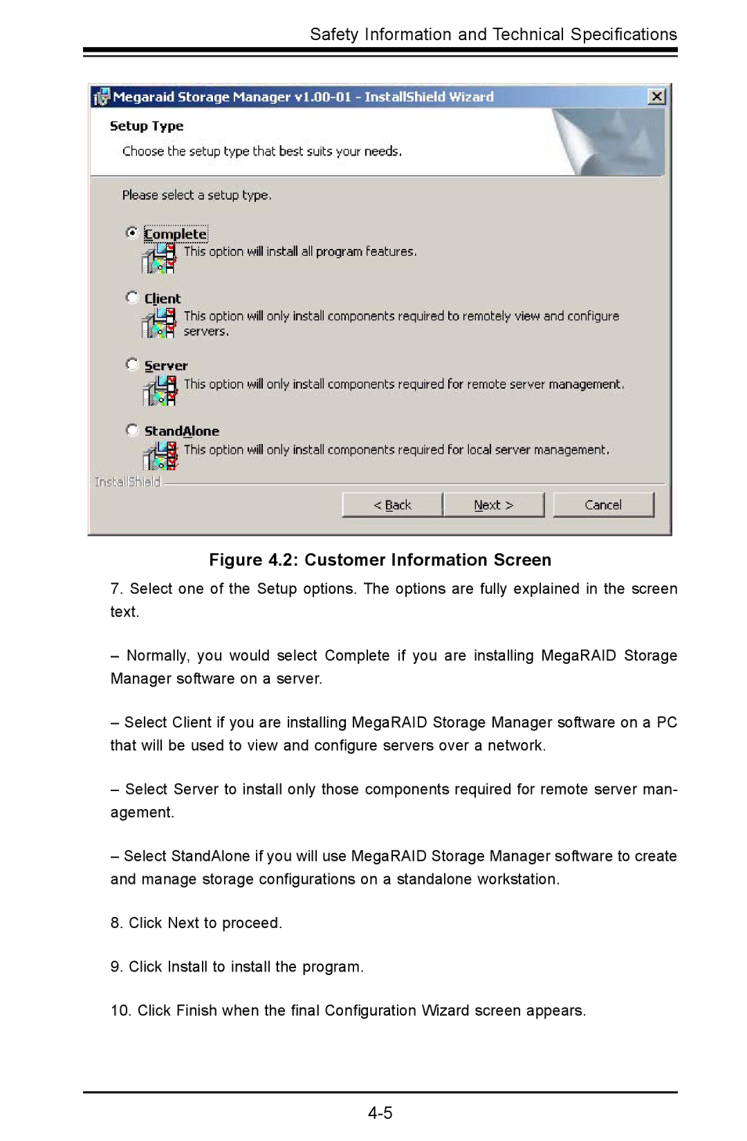 SUPER MICRO Computer AOC-USAS-L4iR manual Customer Information Screen 