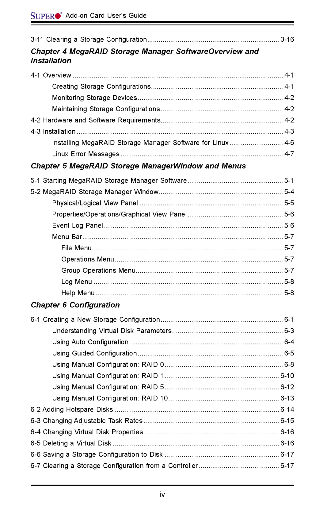 SUPER MICRO Computer AOC-USAS-L4iR manual MegaRAID Storage Manager SoftwareOverview and Installation 