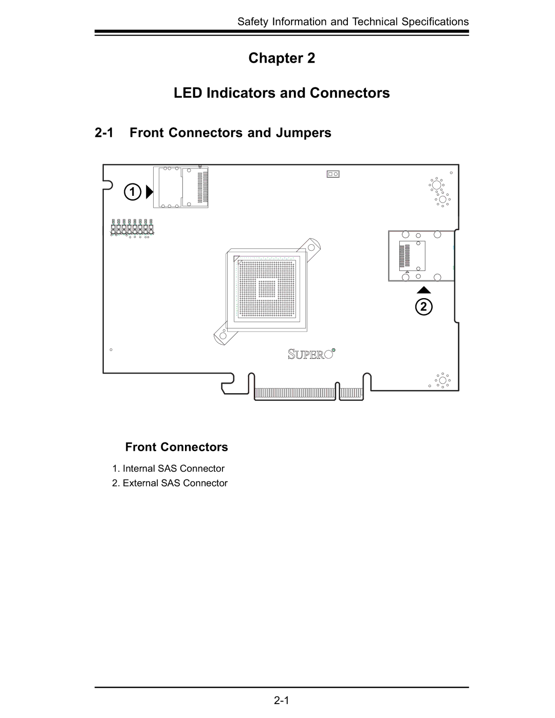 SUPER MICRO Computer AOC-USAS-S4IR manual Front Connectors and Jumpers 