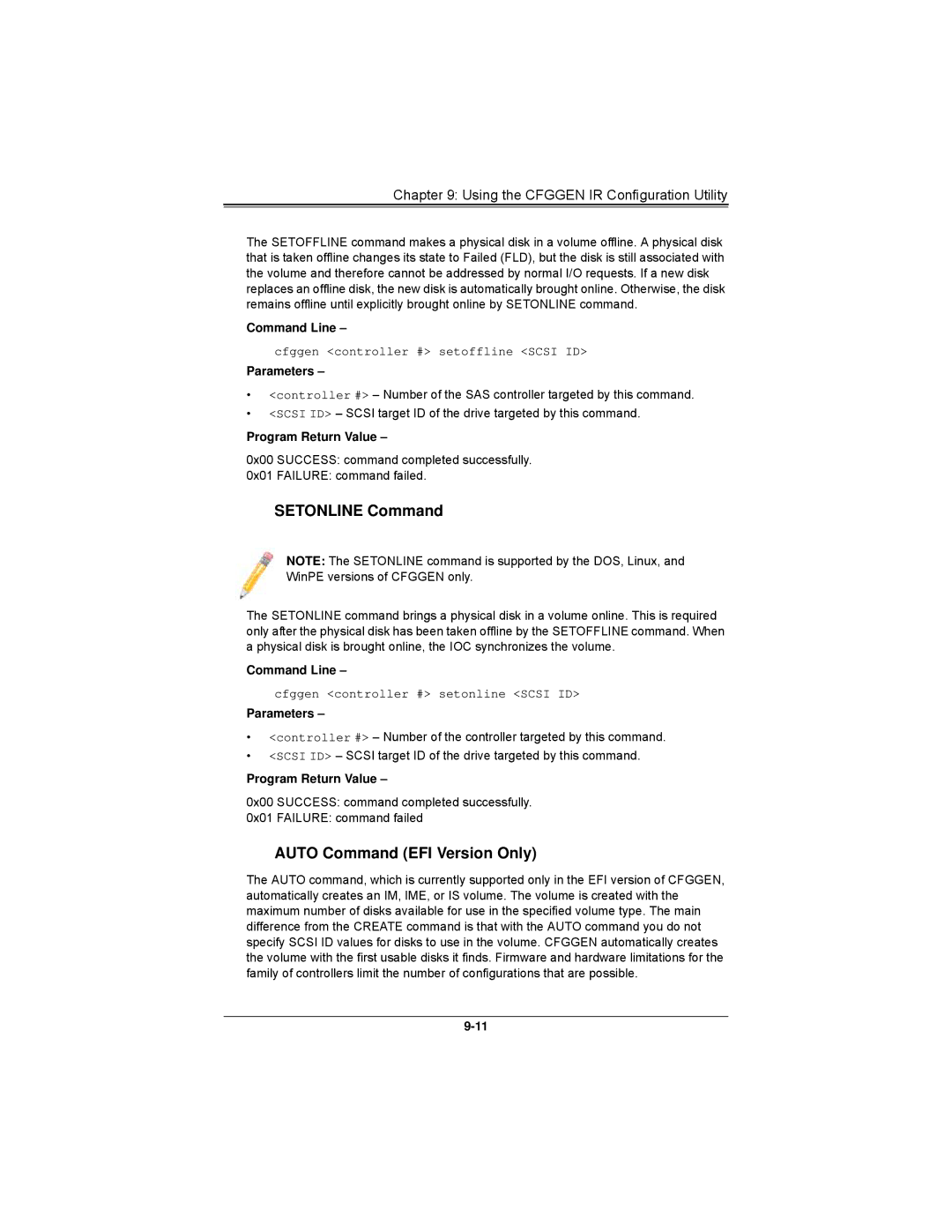 SUPER MICRO Computer AOCS2308LL8E user manual Setonline Command, Auto Command EFI Version Only 