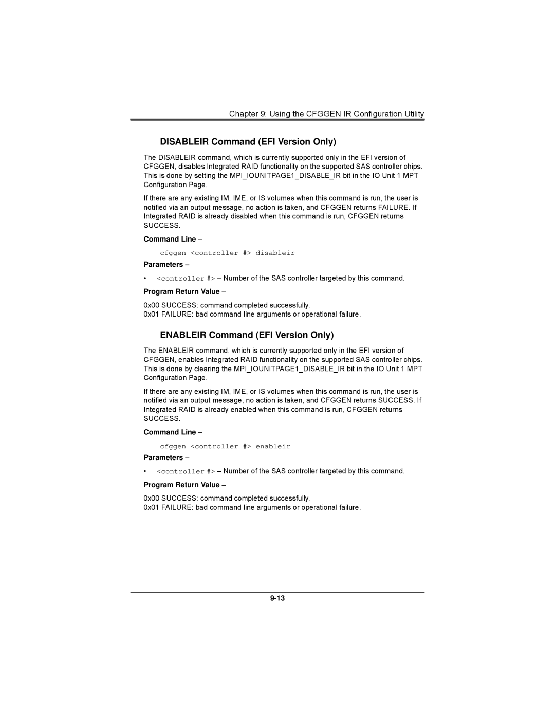 SUPER MICRO Computer AOCS2308LL8E user manual Disableir Command EFI Version Only, Enableir Command EFI Version Only 