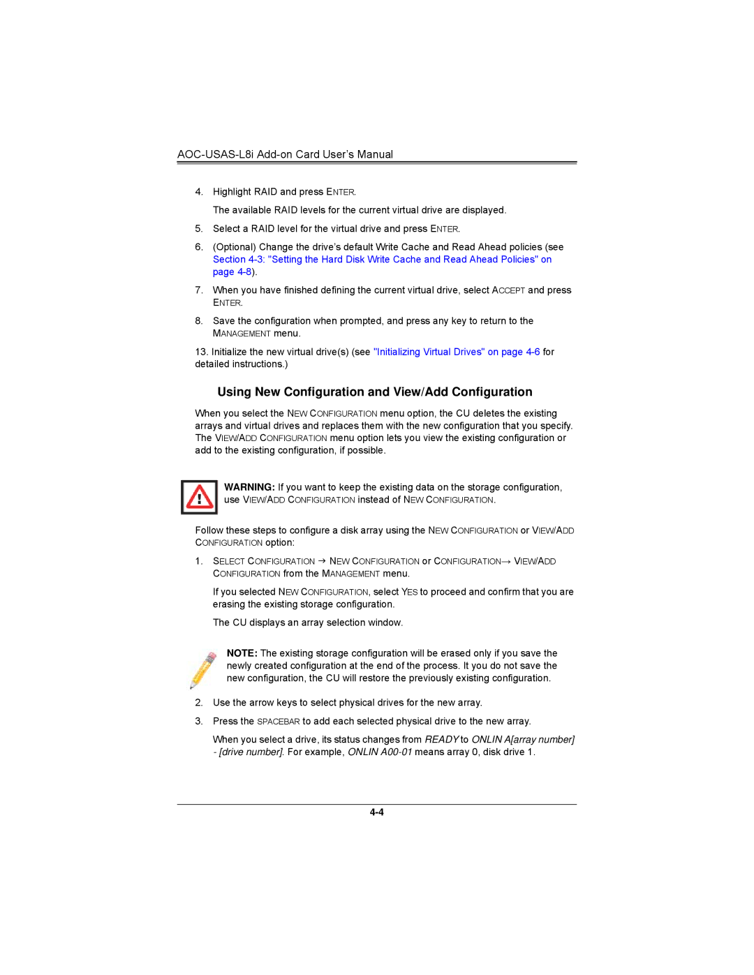 SUPER MICRO Computer AOCS2308LL8E user manual Using New Configuration and View/Add Configuration 