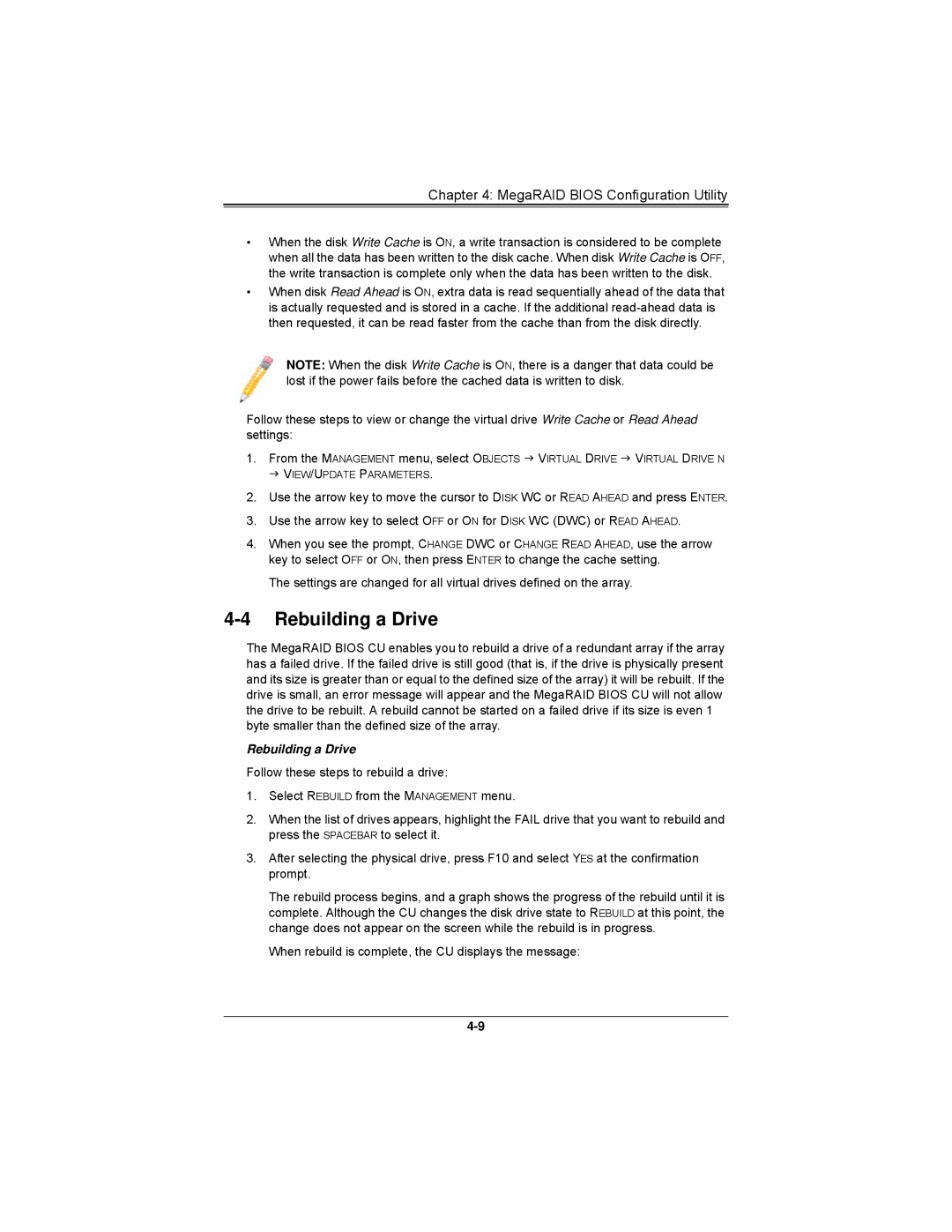 SUPER MICRO Computer AOCS2308LL8E user manual Rebuilding a Drive 