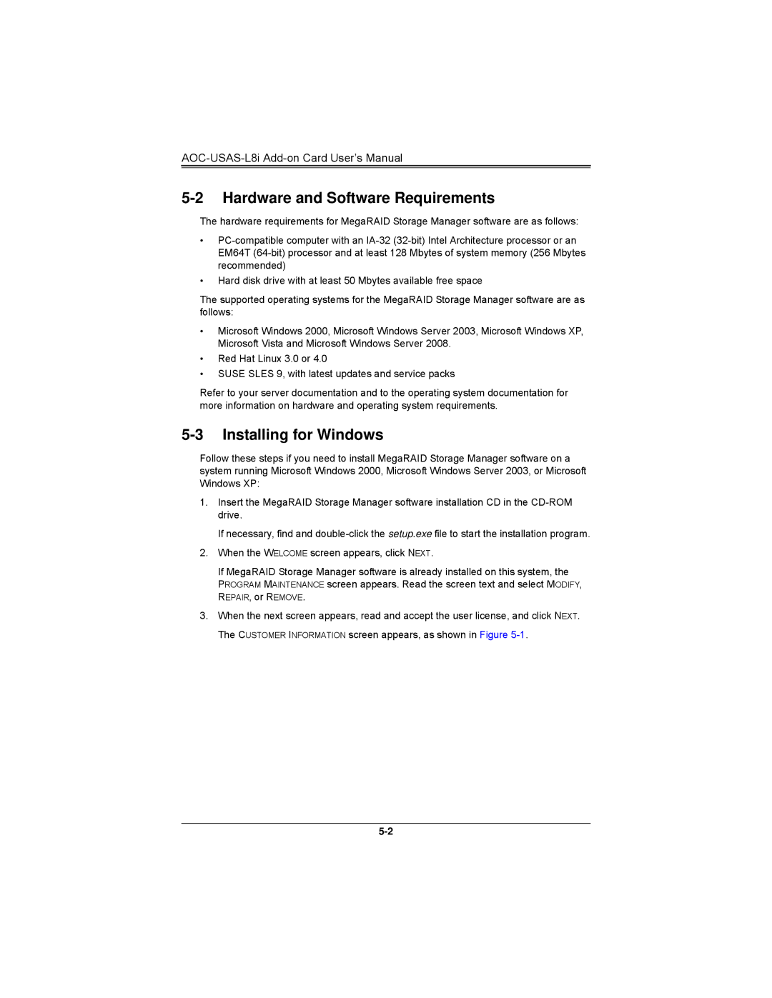 SUPER MICRO Computer AOCS2308LL8E user manual Hardware and Software Requirements, Installing for Windows 