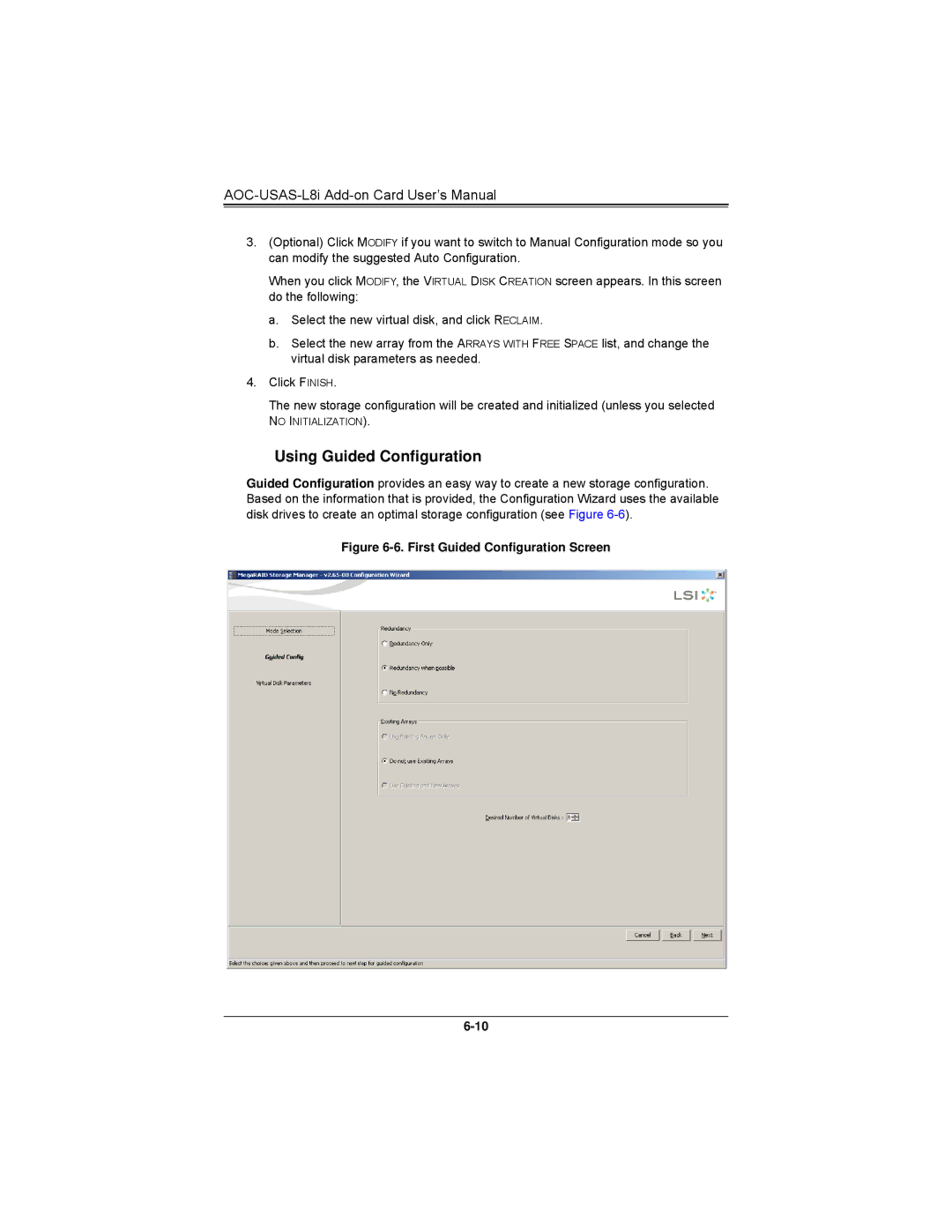 SUPER MICRO Computer AOCS2308LL8E user manual Using Guided Configuration, First Guided Configuration Screen 