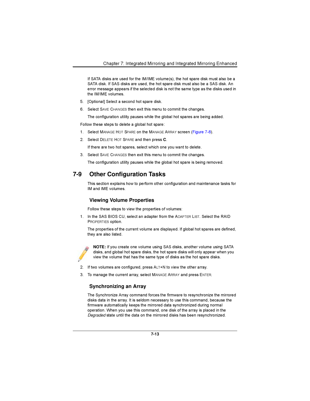 SUPER MICRO Computer AOCS2308LL8E user manual Other Configuration Tasks, Viewing Volume Properties, Synchronizing an Array 