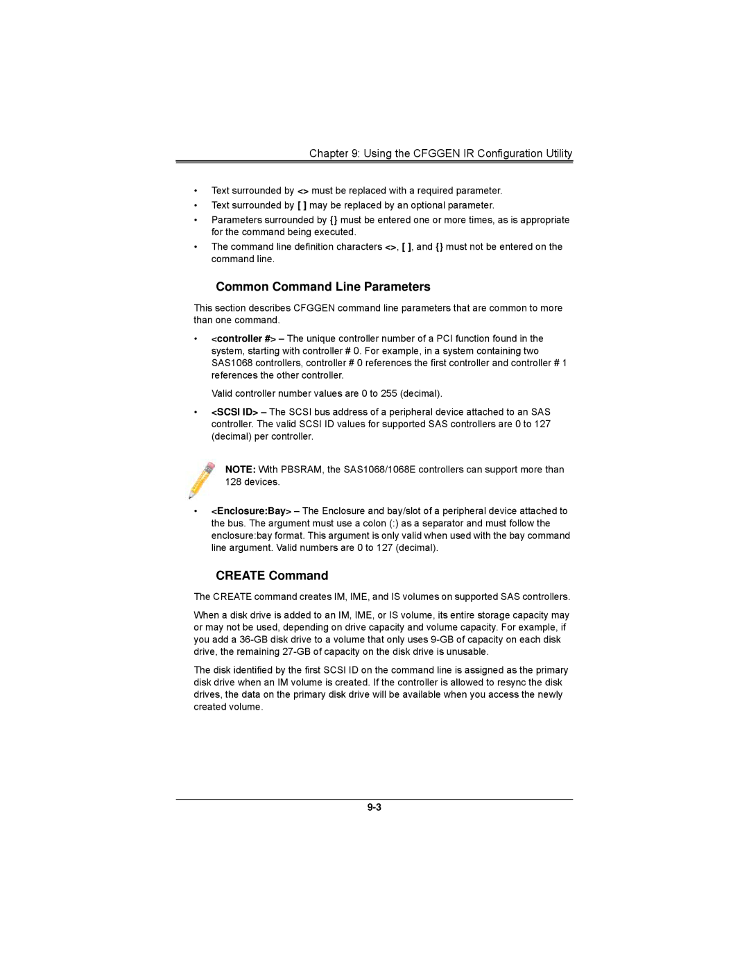 SUPER MICRO Computer AOCS2308LL8E user manual Common Command Line Parameters, Create Command 