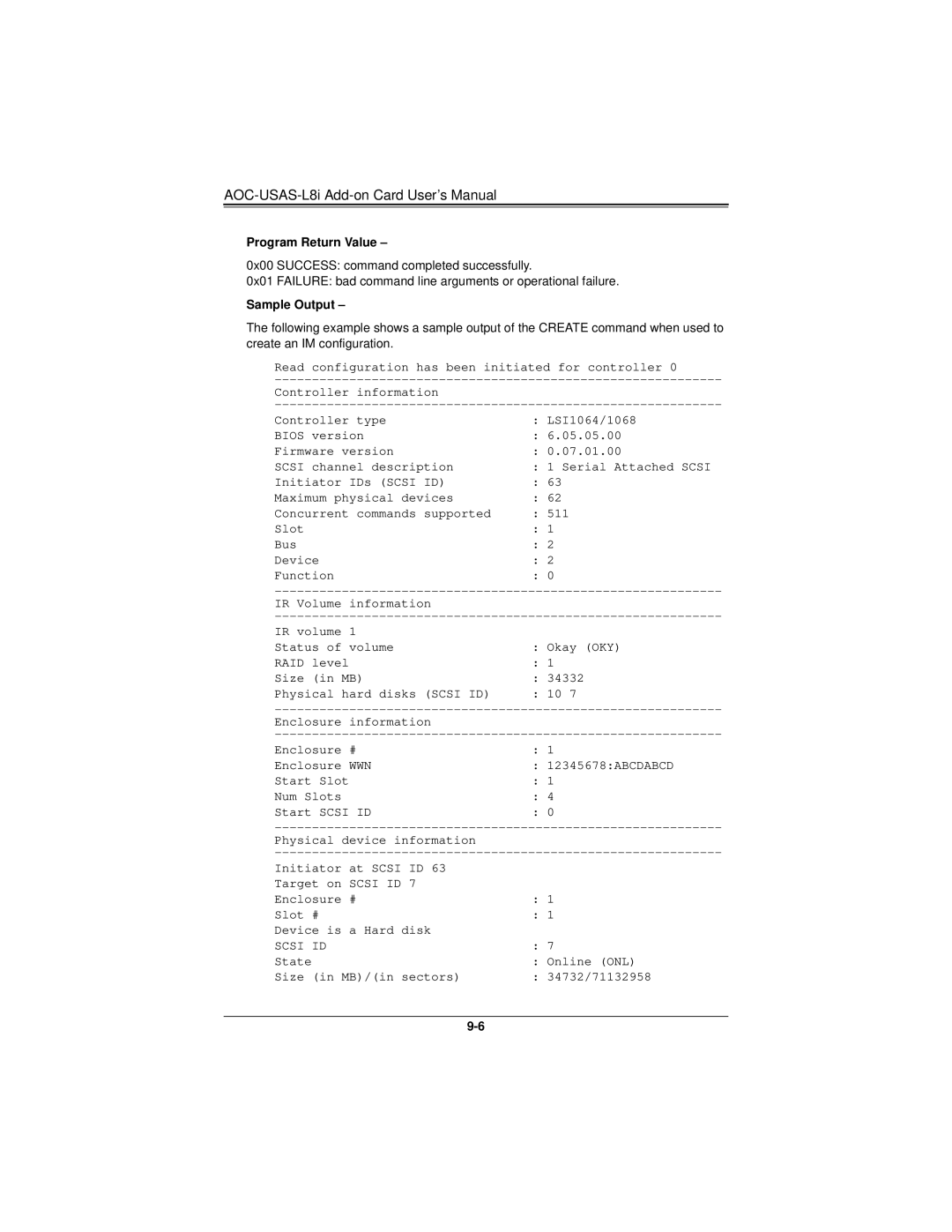 SUPER MICRO Computer AOCS2308LL8E user manual Sample Output 