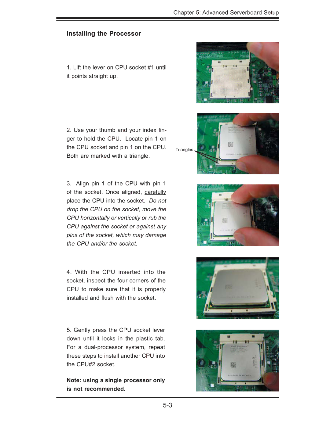 SUPER MICRO Computer AS 1020C-3 user manual Installing the Processor, Is not recommended 