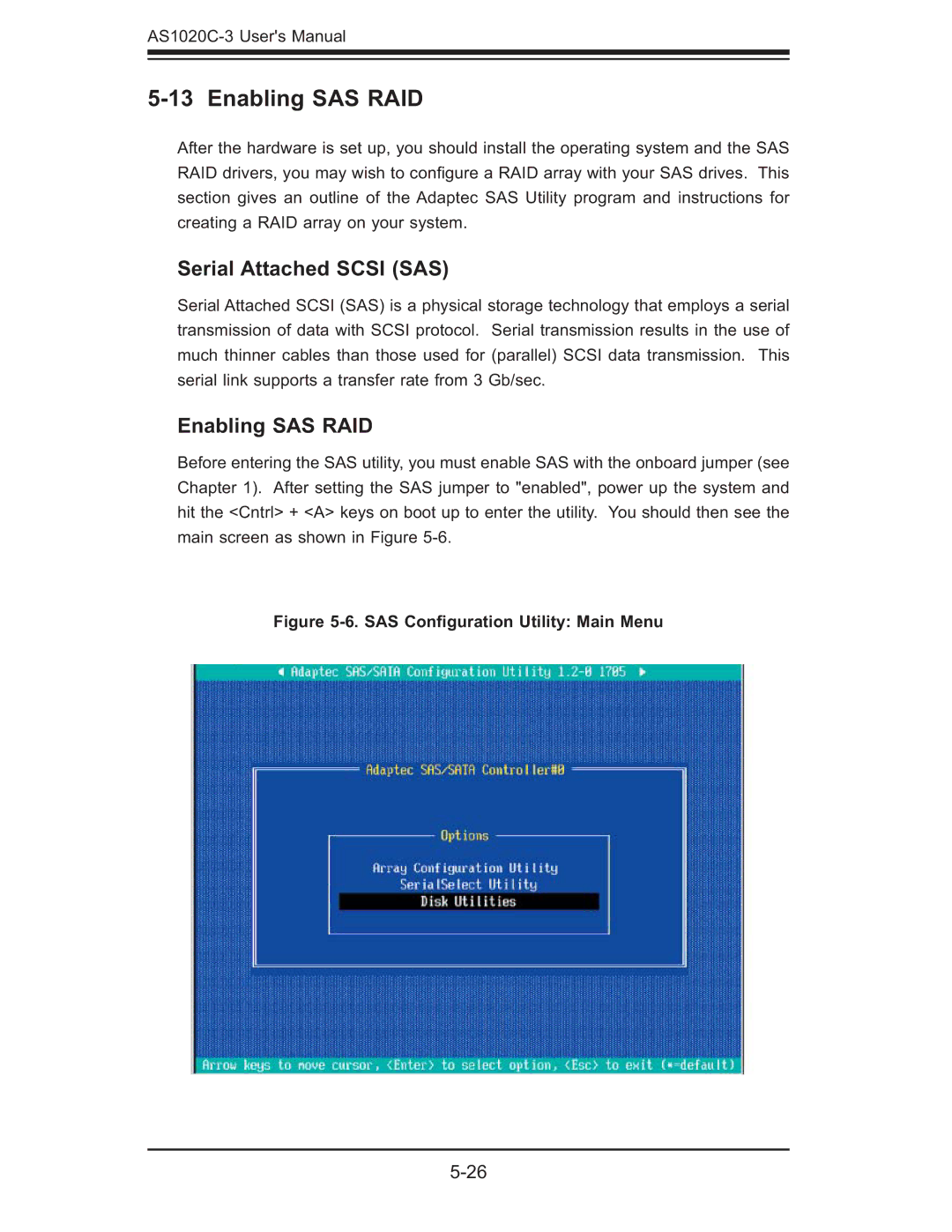 SUPER MICRO Computer AS 1020C-3 user manual Enabling SAS RAID, Serial Attached Scsi SAS 