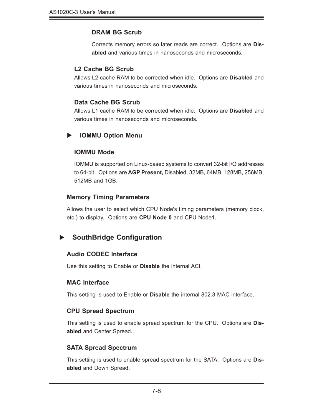 SUPER MICRO Computer AS 1020C-3 user manual SouthBridge Conﬁguration 