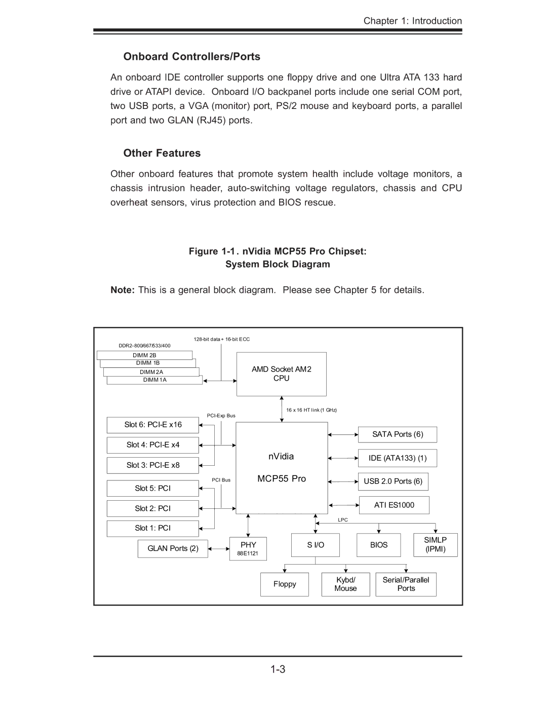 SUPER MICRO Computer AS1011M-T2 user manual Onboard Controllers/Ports, Other Features 