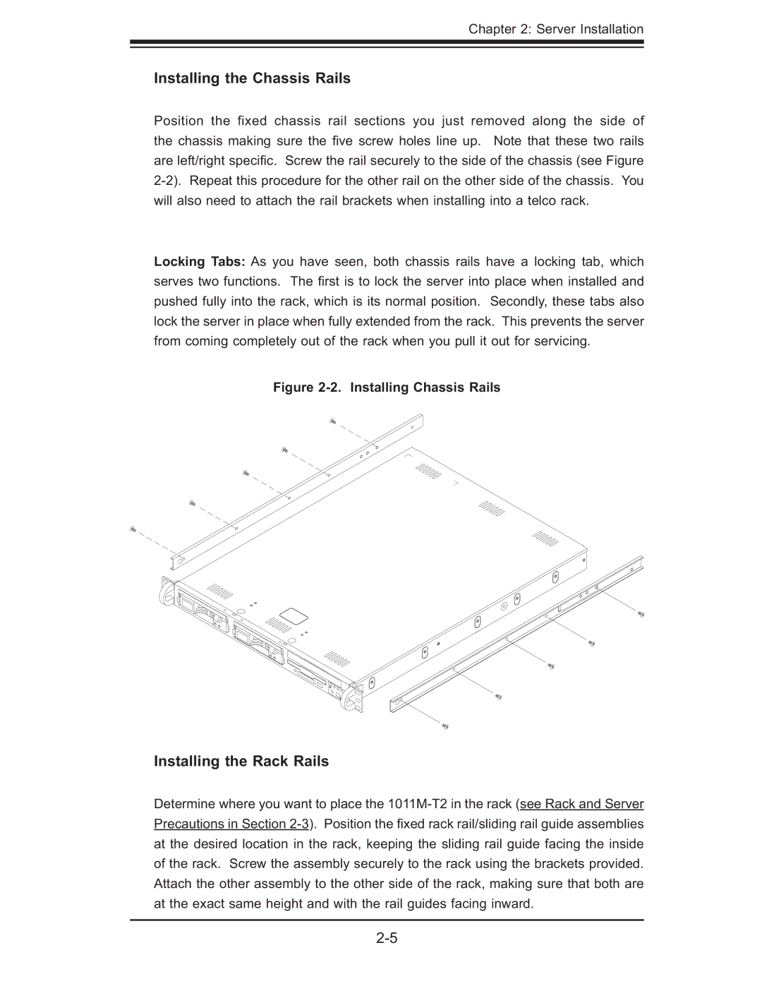 SUPER MICRO Computer AS1011M-T2 user manual Installing the Chassis Rails, Installing the Rack Rails 