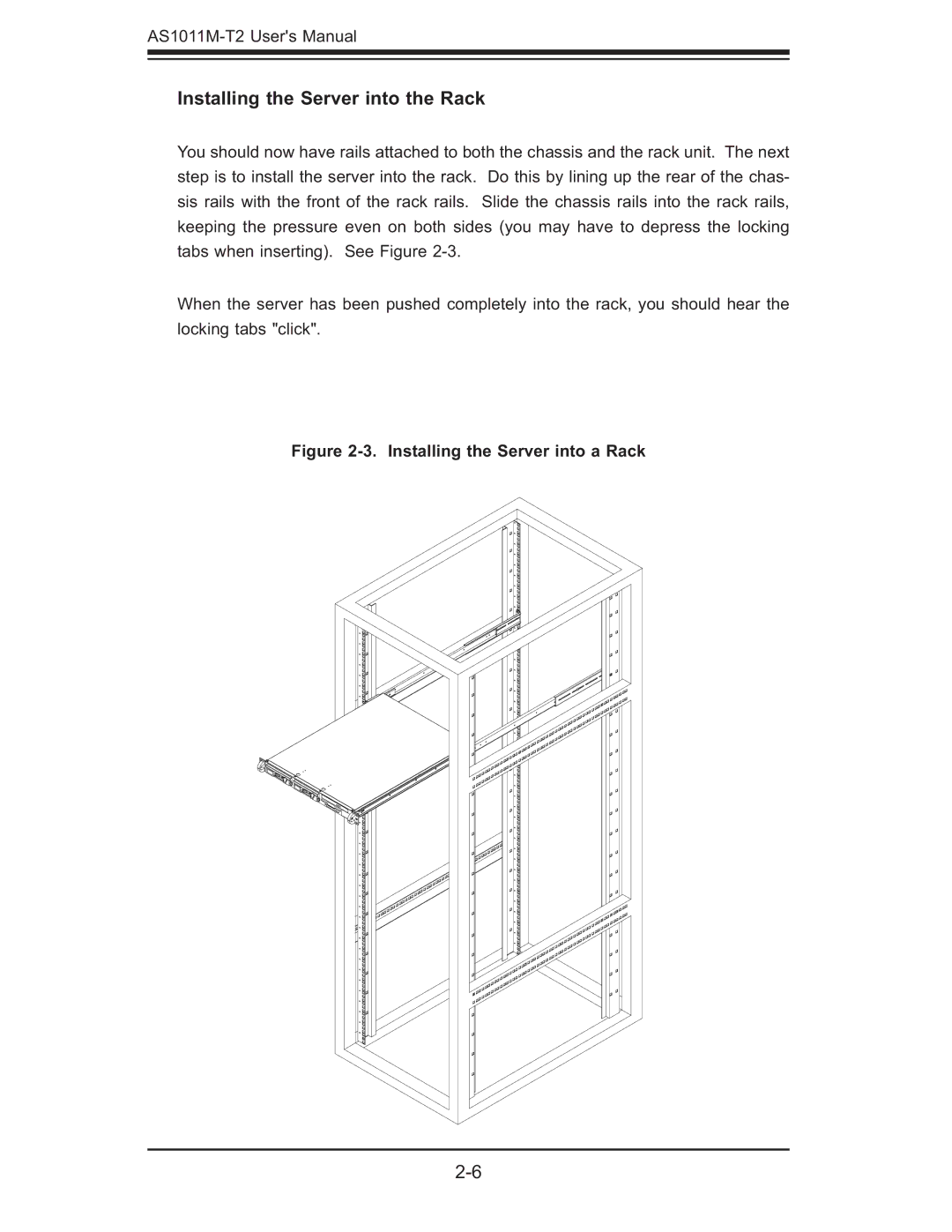SUPER MICRO Computer AS1011M-T2 user manual Installing the Server into the Rack, Installing the Server into a Rack 