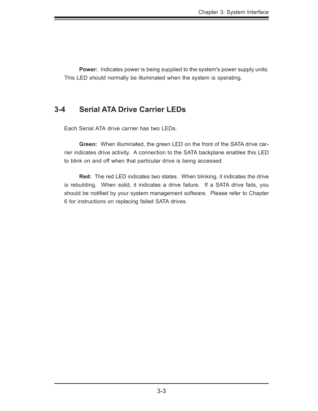 SUPER MICRO Computer AS1011M-T2 user manual Serial ATA Drive Carrier LEDs 