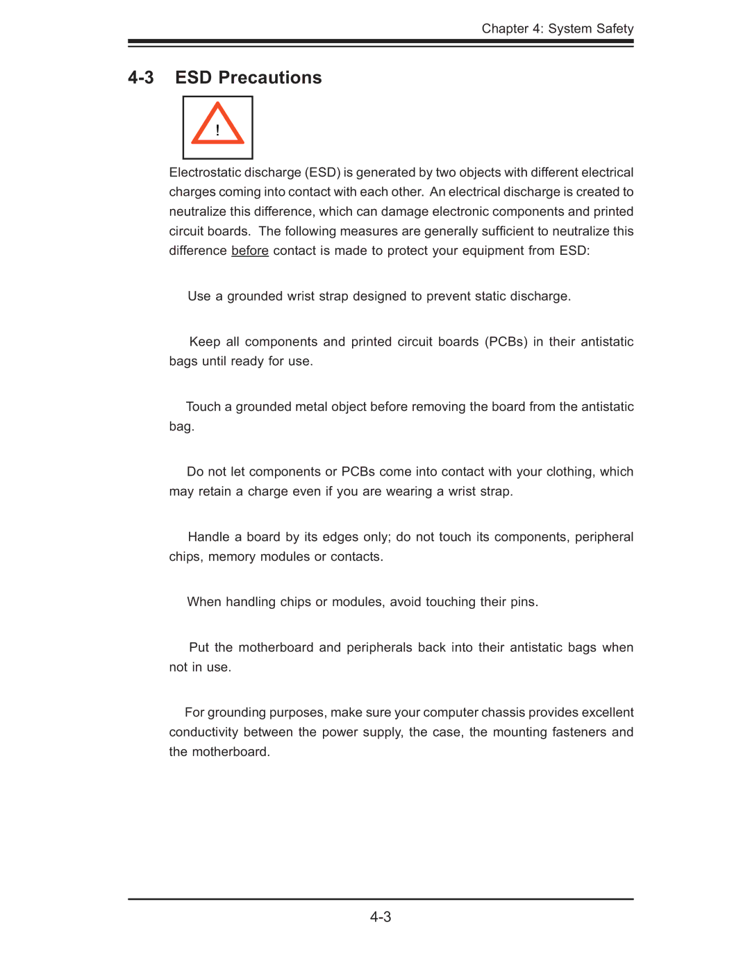 SUPER MICRO Computer AS1011M-T2 user manual ESD Precautions 