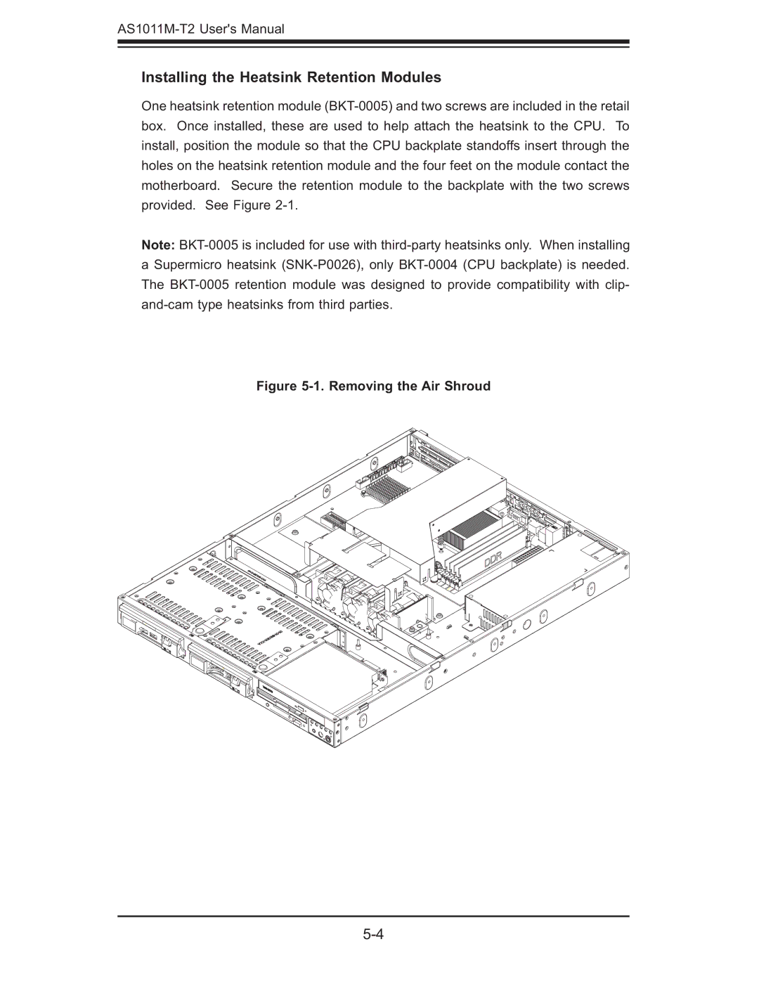 SUPER MICRO Computer AS1011M-T2 user manual Installing the Heatsink Retention Modules, Removing the Air Shroud 