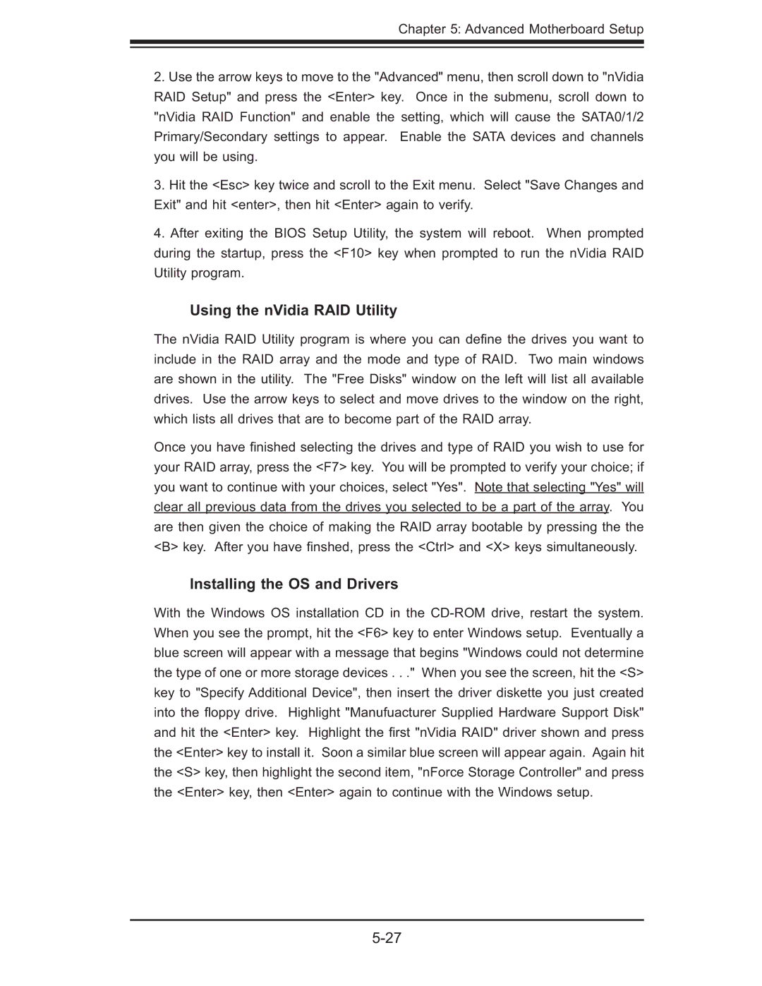 SUPER MICRO Computer AS1011M-T2 user manual Using the nVidia RAID Utility, Installing the OS and Drivers 