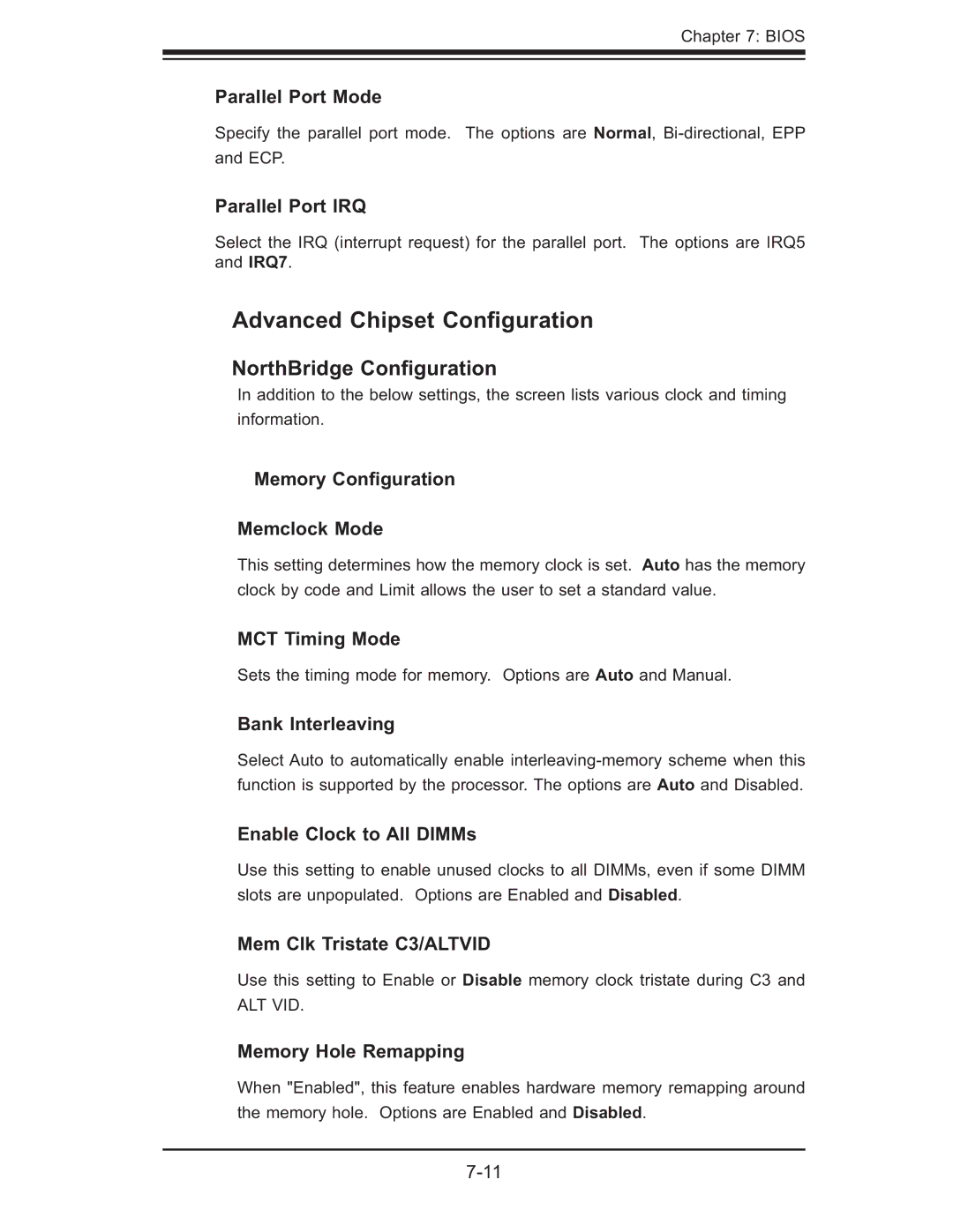 SUPER MICRO Computer AS1011M-T2 user manual Advanced Chipset Conﬁguration, NorthBridge Conﬁguration 