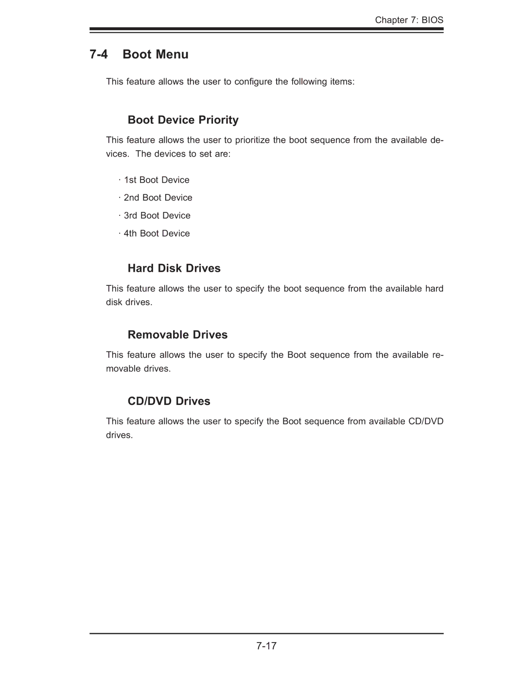 SUPER MICRO Computer AS1011M-T2 Boot Menu, Boot Device Priority, Hard Disk Drives, Removable Drives, CD/DVD Drives 