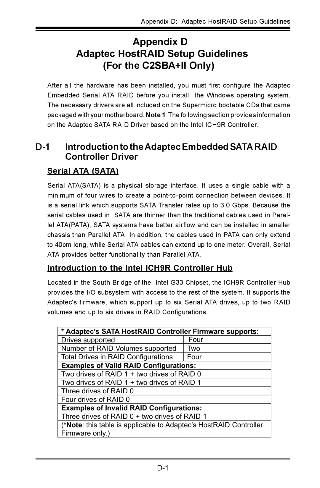 SUPER MICRO Computer C2SBA+II, C2SBE user manual Serial ATA Sata, Introduction to the Intel ICH9R Controller Hub 