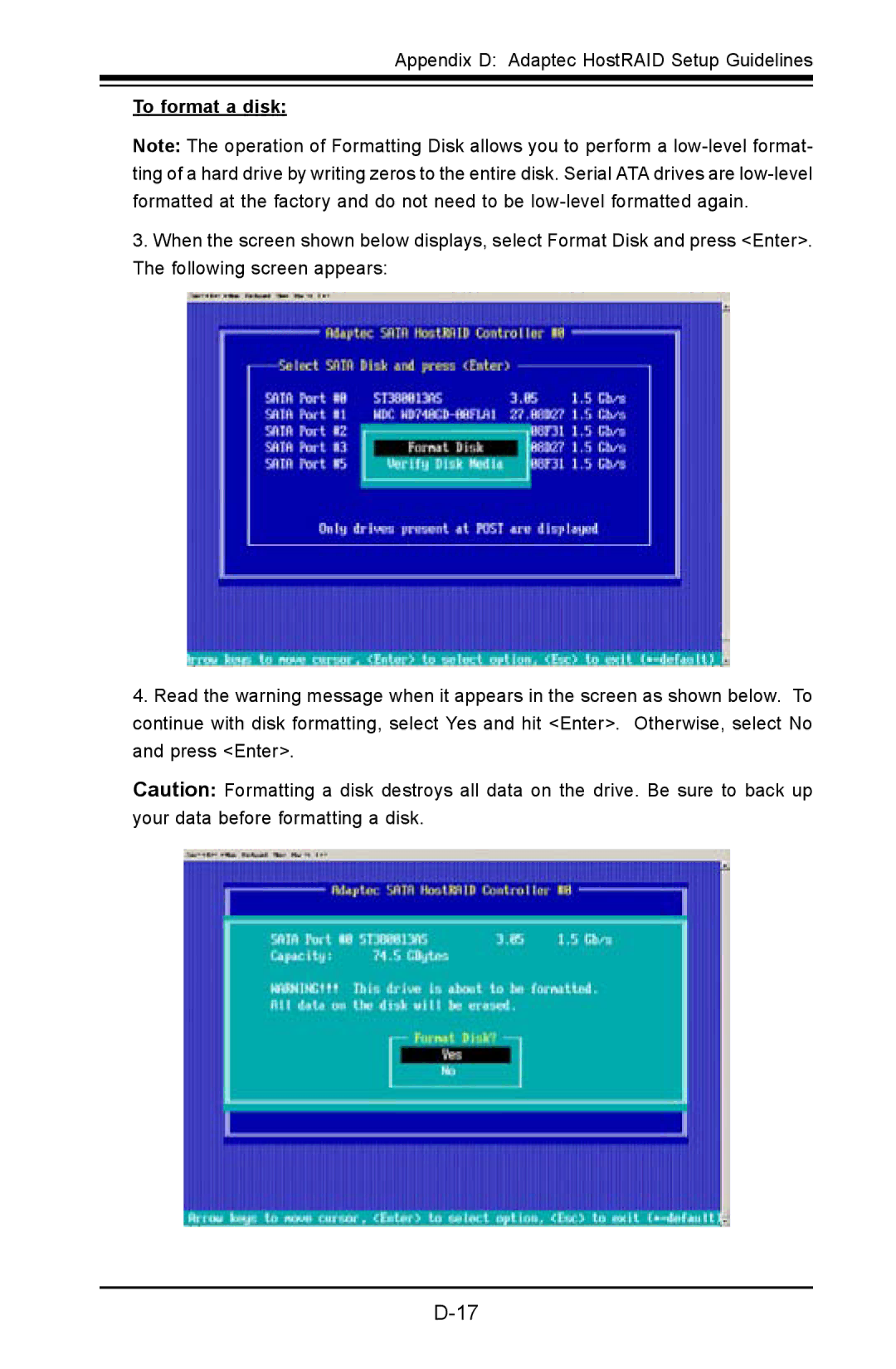 SUPER MICRO Computer C2SBE, C2SBA+II user manual To format a disk 